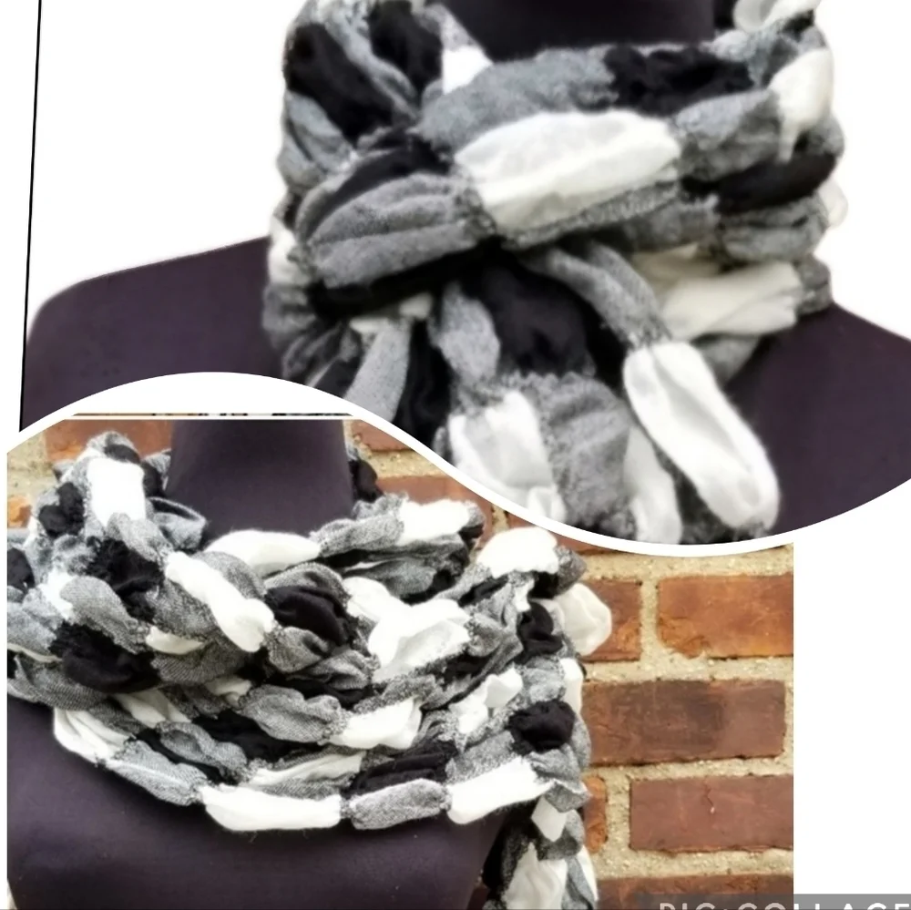 Black and White Ruched infinity‎ Scarf NEW